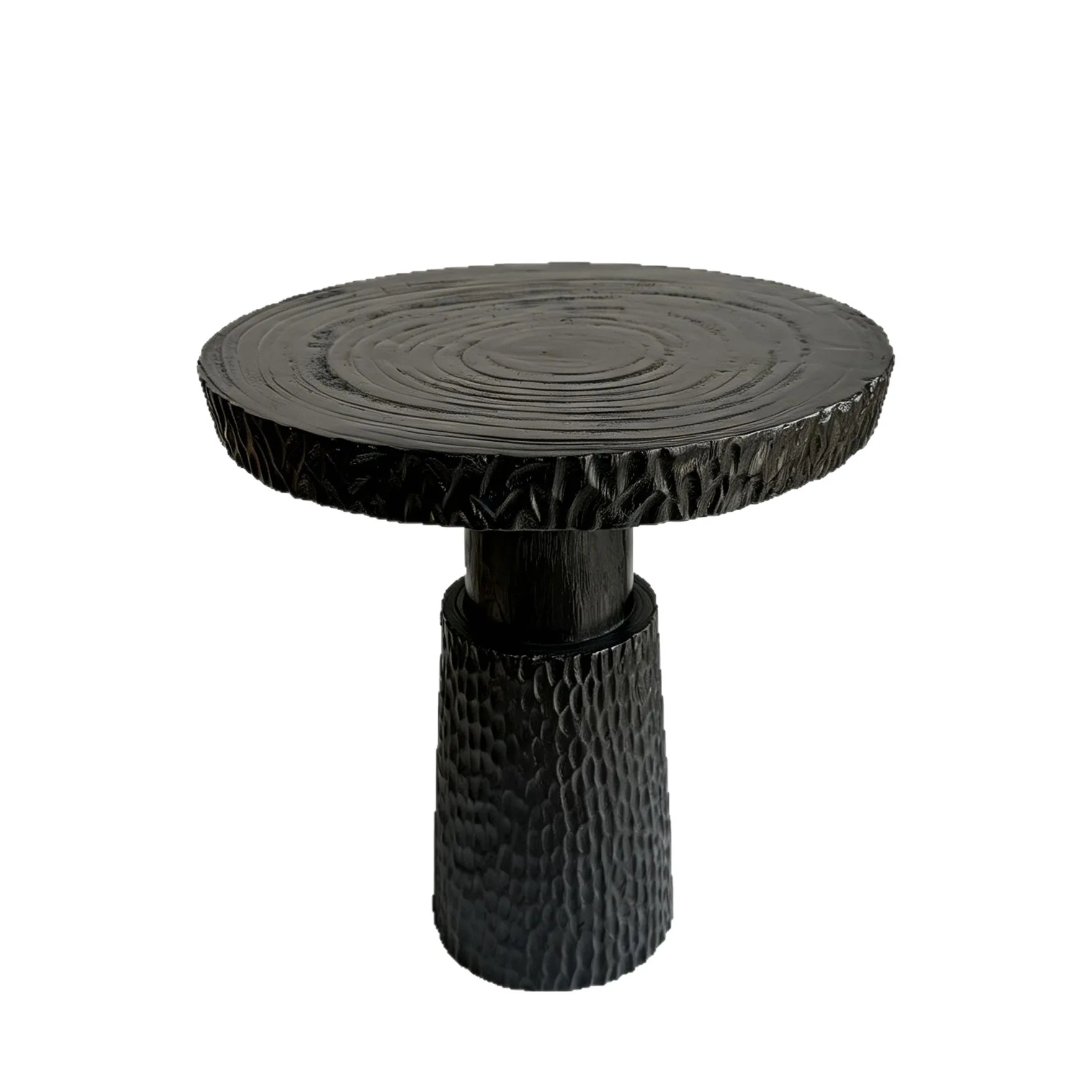 FOR Hand-Carved Wabi-Sabi Solid Wood Side Table, Rustic Tea Table for Living Room & Homestay, Minimalist Art Decor