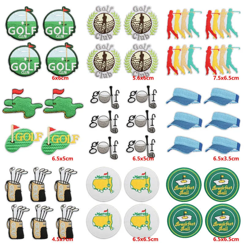 

10 шт./лот нашивки для гольфа для одежды, термоклеевые нашивки для спортивного клуба, шляпа от солнца, нашивки, значки, железные нашивки на одежде, аппликация