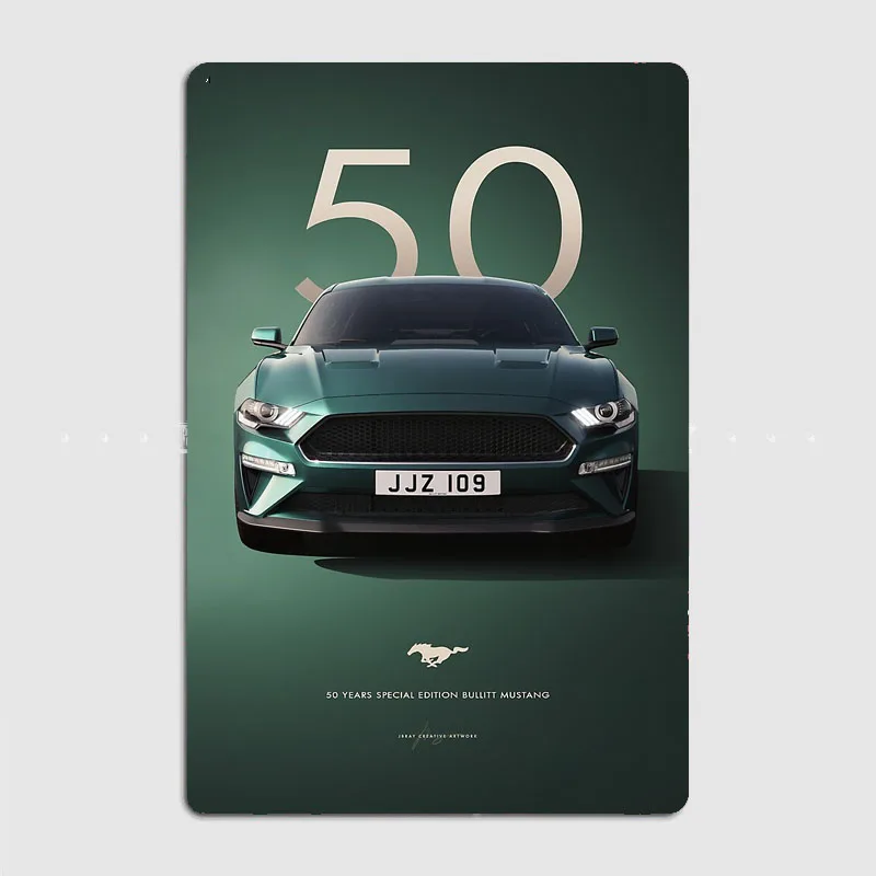 Bullitt Mustang Special Edition GT 1968 Classic Sports Car Metal Sign Garage Posters Club Indoor Room Decor Home Decoration