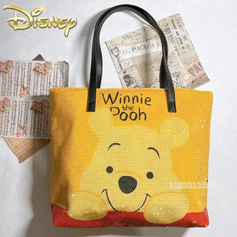 Disney Winnie The Pooh New Women's Shoulder Bag Luxury Brand Fashion Women's Diamond Handbag Large Capacity Women's Bag Cartoon