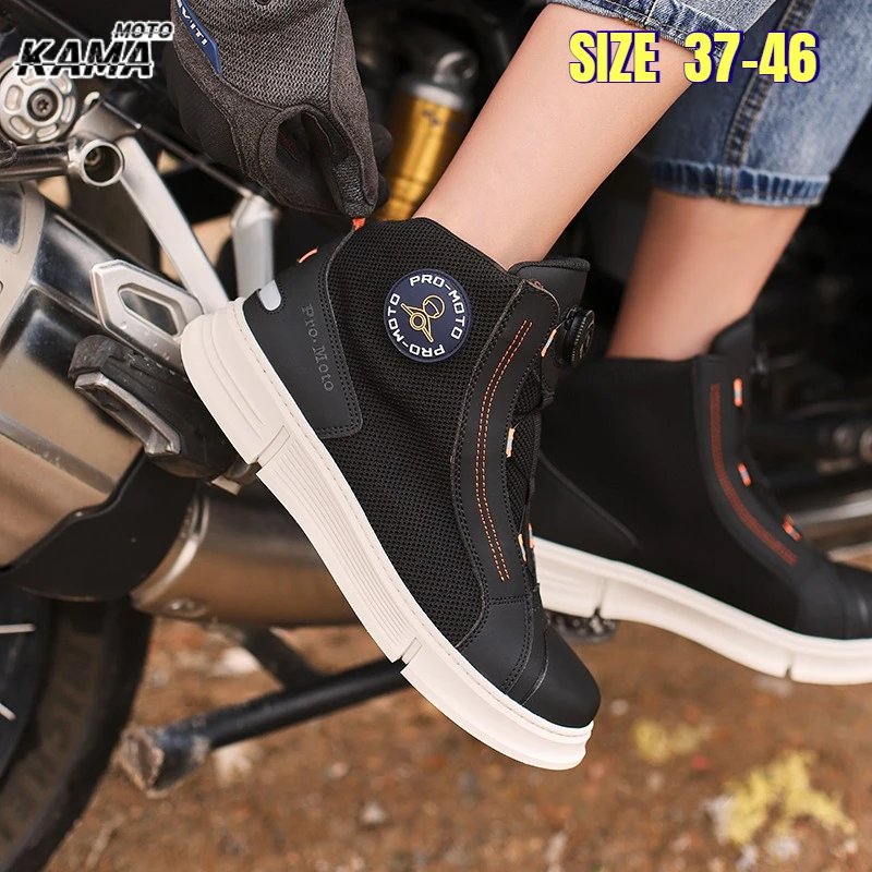 Breathable Motorcycle Men Boots High-Top Outdoor Riding Shoes Anti-Fall Resistant Slip-Resistant Wear-Resistant Shock-Ab