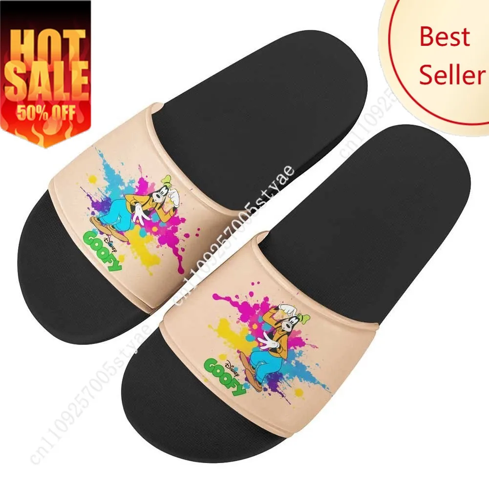 

Goofy House Slippers Disney Cartoon Movies Sandals Design Your Photo Text Logo Holiday Decoration Gifts Custom Shoes