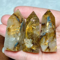 Natural Crystal Golden Rutile Tower Point High Quality Healing Gemstones Mineral Energy Reiki Home Decorations Gift Ore