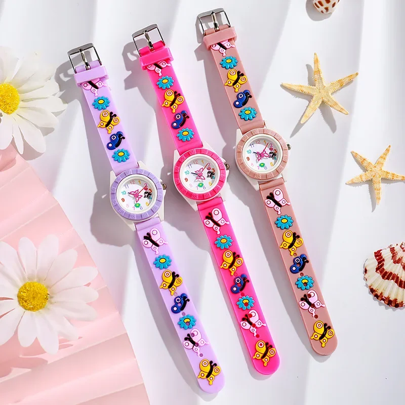 Children's Cartoon Watch Quartz Silicone Watch Elementary School Girls Boys Children's Watch 3D Silicone Strap