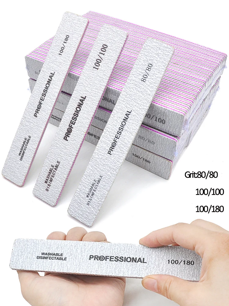 5 Teile/los Verdickte Rechteckige Lila Kern Klebstoff Nagel Dateien Set 80/100/180 Grit Doppelseitige Professionelle Nagel Polieren Werkzeug