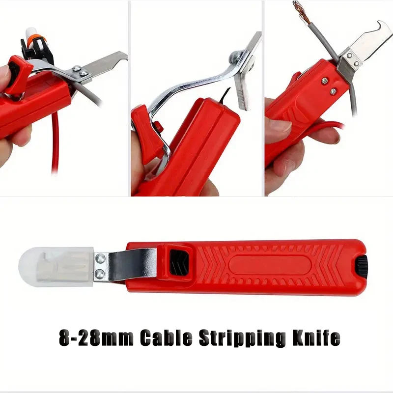 

1 PC Carbon Steel Wire Stripper Adjustable 8-28mm Cable Stripper Blade With Pvc Rubber Handle Stripping Tool
