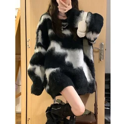 Korean Version Lazy Style Thickened Imitation Mink Sweater Women's Autumn Winter Round Neck Warmth Loose Design Long Sleeved Top