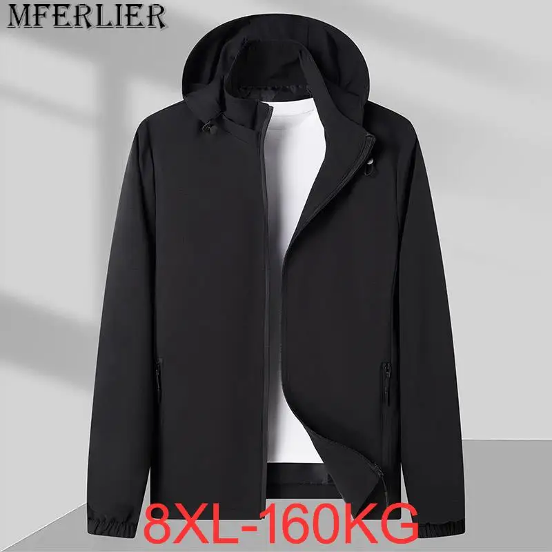 

Plus size jacket men's spring autumn new outdoor leisure big yards with hooded men's jacket top oversize coat 7XL 8XL 160KG