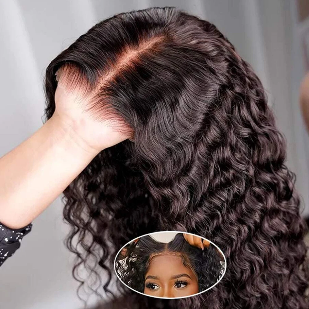Perruques Lace Front 13x4 Deep Wave en Cheveux Humains, Pré-Pluckées, Dentelle HD Transparente, Densité 200%, Sans Colle, pour Femmes Noires