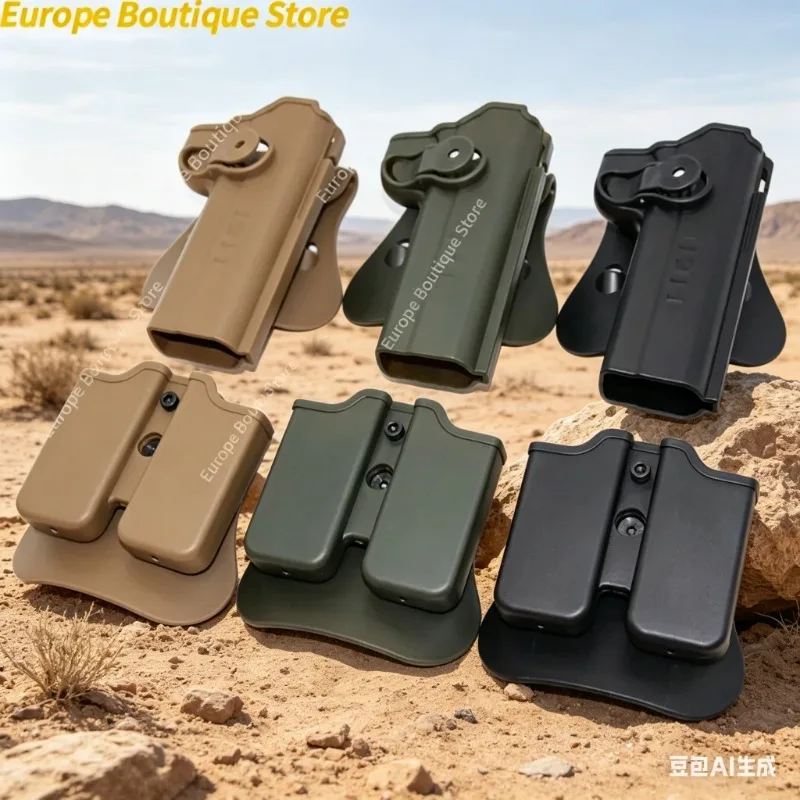 

1911 Tactical Waist Holster with Magazine Pouch Portable Carry Case Outdoor Model Parts for Cosplay and Collection Props