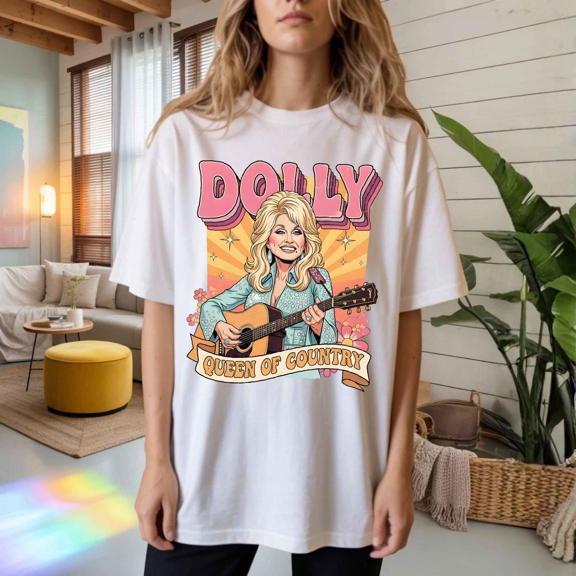2026 Dolly Parton Country-Musik-Druck T-Shirt für Männer und Frauen, Sommer-Baumwollkleidung, Modisches Oversized-Kurzarm-Oberteil, Streetwear – Detail 4