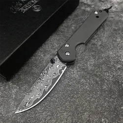 Chris Reeve Pocket Folding Knife Damascus Steel Blade TC4 Titanium Alloy Handle Outdoor Utility Tactical EDC Multifunction Tool