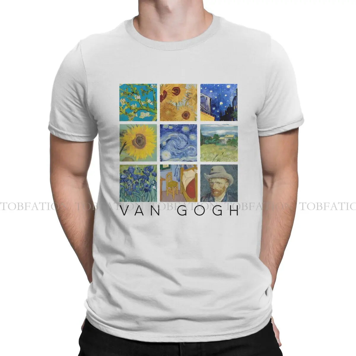 Painting Collage with Starry Night and Sunflowers Special TShirt Van Gogh Art Casual T Shirt Newest Stuff For Men Women