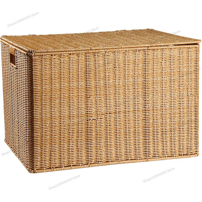 For Extra Large Imitation Rattan Storage Box, Basket, Household Clothing Box with Lid