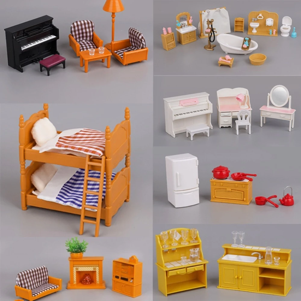 Miniatuur meubilair 1:12 poppenhuis keuken woonkamer slaapkamer set DIY scène pop spelen decoratie meisje speelgoed huis cadeau