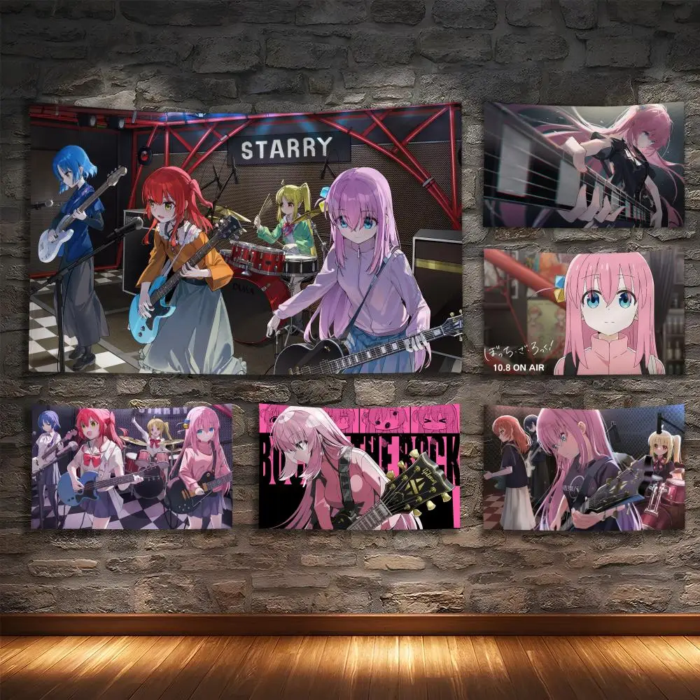 

H-Hitori Gotou Bocchi Tapestry Custom Living Bedroom Party Dormitory interior Wall bohemian Decoration Attached clip