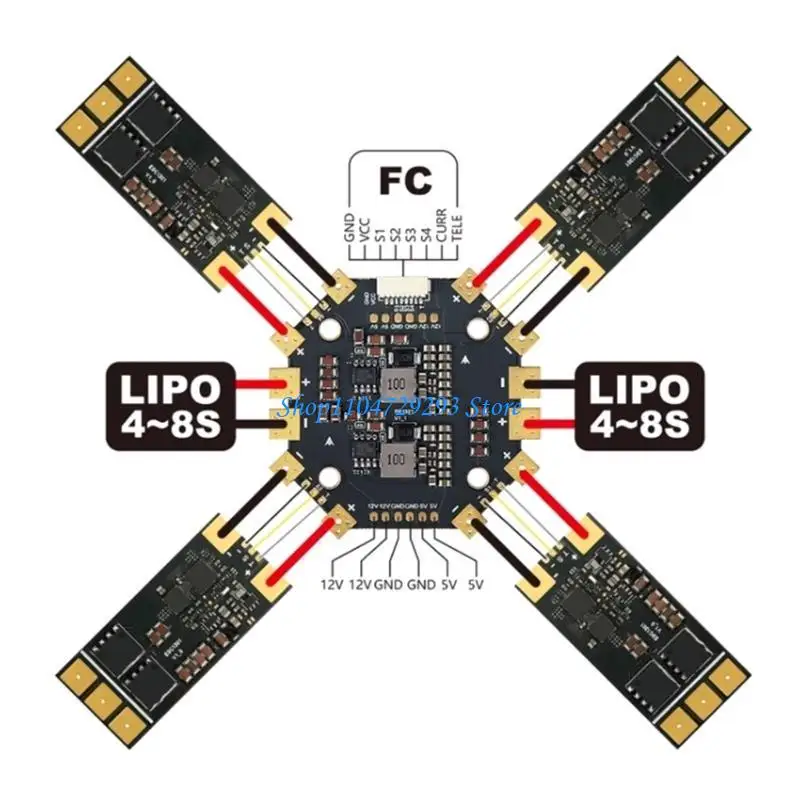 

Y2GD Quadcopter Power Hubs 4-8S Battery Power Distribution Board PDB 400A for FPVs