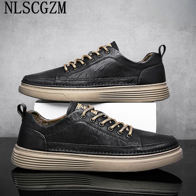 Casual Shoes for Men Luxury Brand Leather Shoes for Men Casuales Italiano Sneakers Luxury Fashion Shoes Men кроссвки мужкие лето