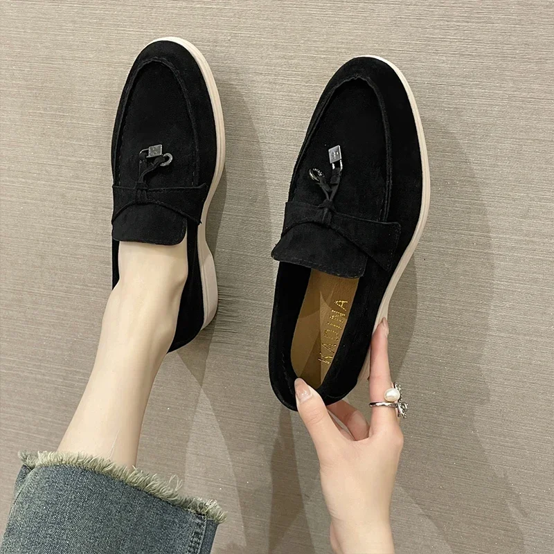 Sport Women Flats Shoes 2024 New Trend Spring Autumn Platform Suede Loafers Shoes Casual Ladies Walking Non Slip Chaussure Femme