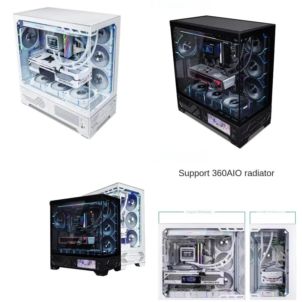 ヴァルキリー VK03 ホワイトアルミニウムゲーミングコンピューターケース、360水冷式スクリーン、6.2インチLCDタッチスクリーン搭載ゲーミングPCケース