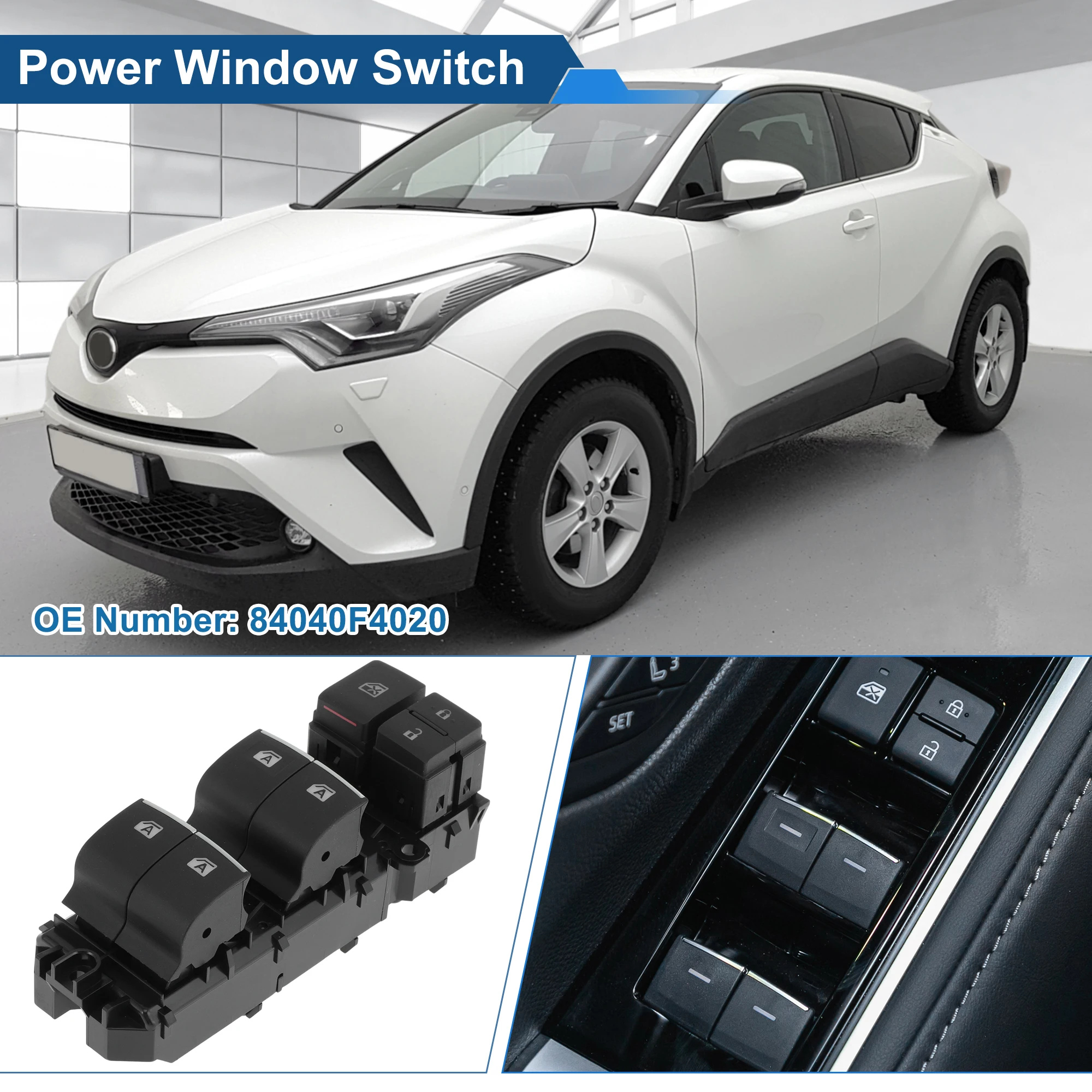 

UXCELL передний левый переключатель стеклоподъемника для Toyota C-HR 2018-2019 No 84040F4020