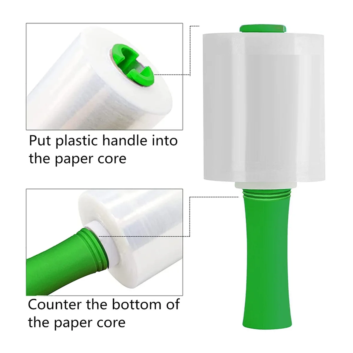 Сейчас в тренде Промышленная прозрачная эластичная пленка 5,1 дюйма 1000 футов для обертки поддонов с пластиковой ручкой, прочная самоклеящаяся упаковка