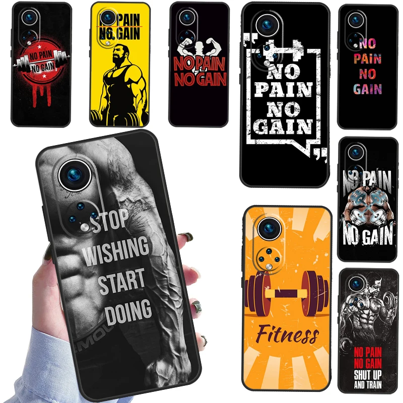 No Pain No Gain Gym Fitness  For Honor 50 Lite Case For Huawei P40 P30 P20 Lite P50 Pro P Smart 2019 Mate 20 Lite Cover