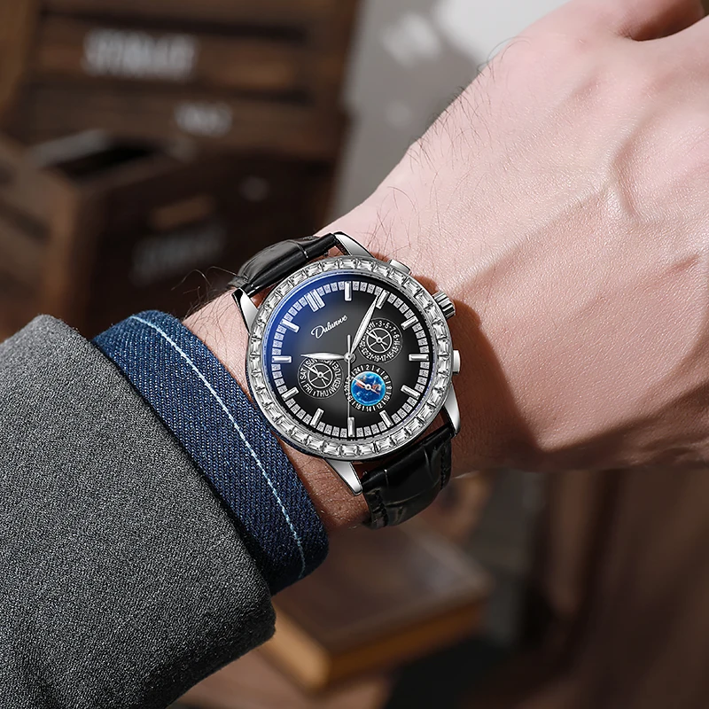 Dulunwe ساعة ميكانيكية مستديرة فاخرة التقويم أسبوع 24 ساعة نظام مضيئة مؤشر مقاوم للماء ساعة رجالي Montre Homme Reloj