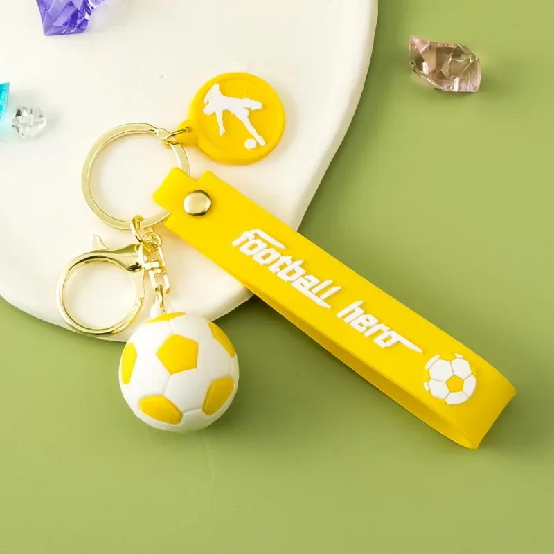 Phone Lanyard European Football Imitation Leather Souvenir Keychain Match Ball Fans Souvenir Keyring Phone Fashion Pendant Gift