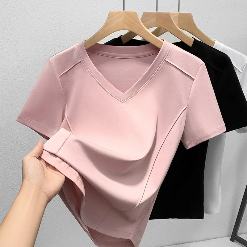 

Женская рубашка из мерсеризованного хлопка Heavyweight, новинка 2025 года, элегантный стиль, с воротником, короткий рукав