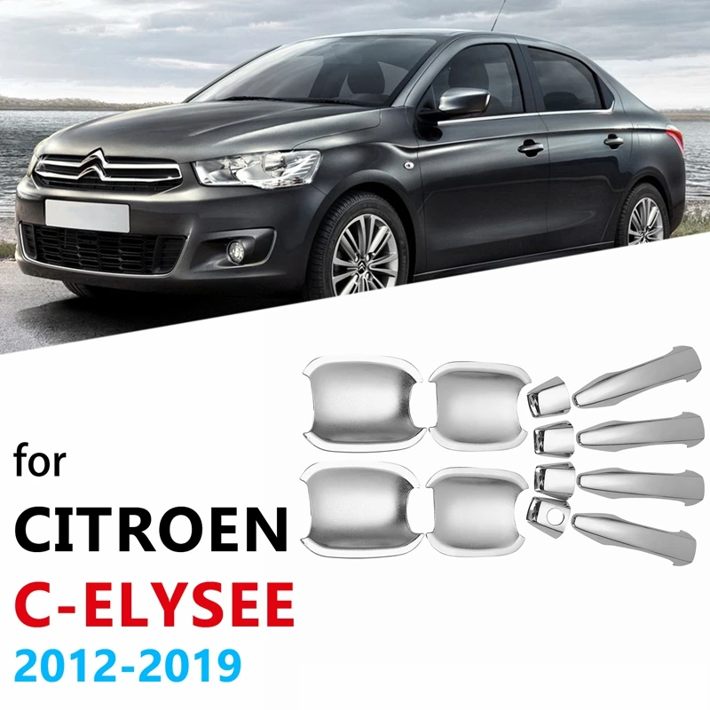 

Для Citroen C-Elysee 2012-2019 ABS хромированная внешняя ручка двери + крышка чаши, декоративная накладка, литье, стиль