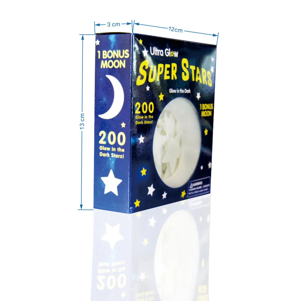 

1Set Luminous Star Moon Sticker White Glow No Transfer Film Easy Operate Room Nursery Festival Wall Decal 200