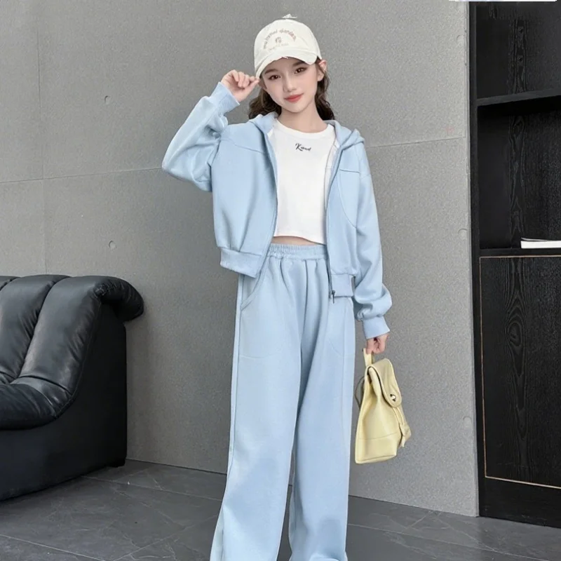 

Girls Coat+Pants Kids Suits 2PCS/Set Cotton 2026 Elegant Spring Autumn Cotton Tracksuit Sport Suits Children Clothing