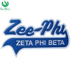 Embroidered Iron on Greek Sorority Patch for Tshirts and Jackets, Blue Zee-Phi ZETA, PHI BETA