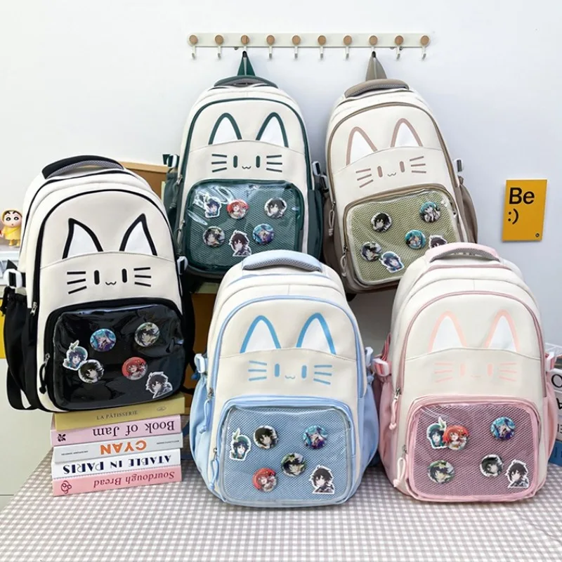 Mochilas Ita de alta capacidad para Mujer, Mochila práctica de gato bonito, bolso de estilo japonés, Mochila para estudiantes, bolsas duraderas espaciosas para Mujer