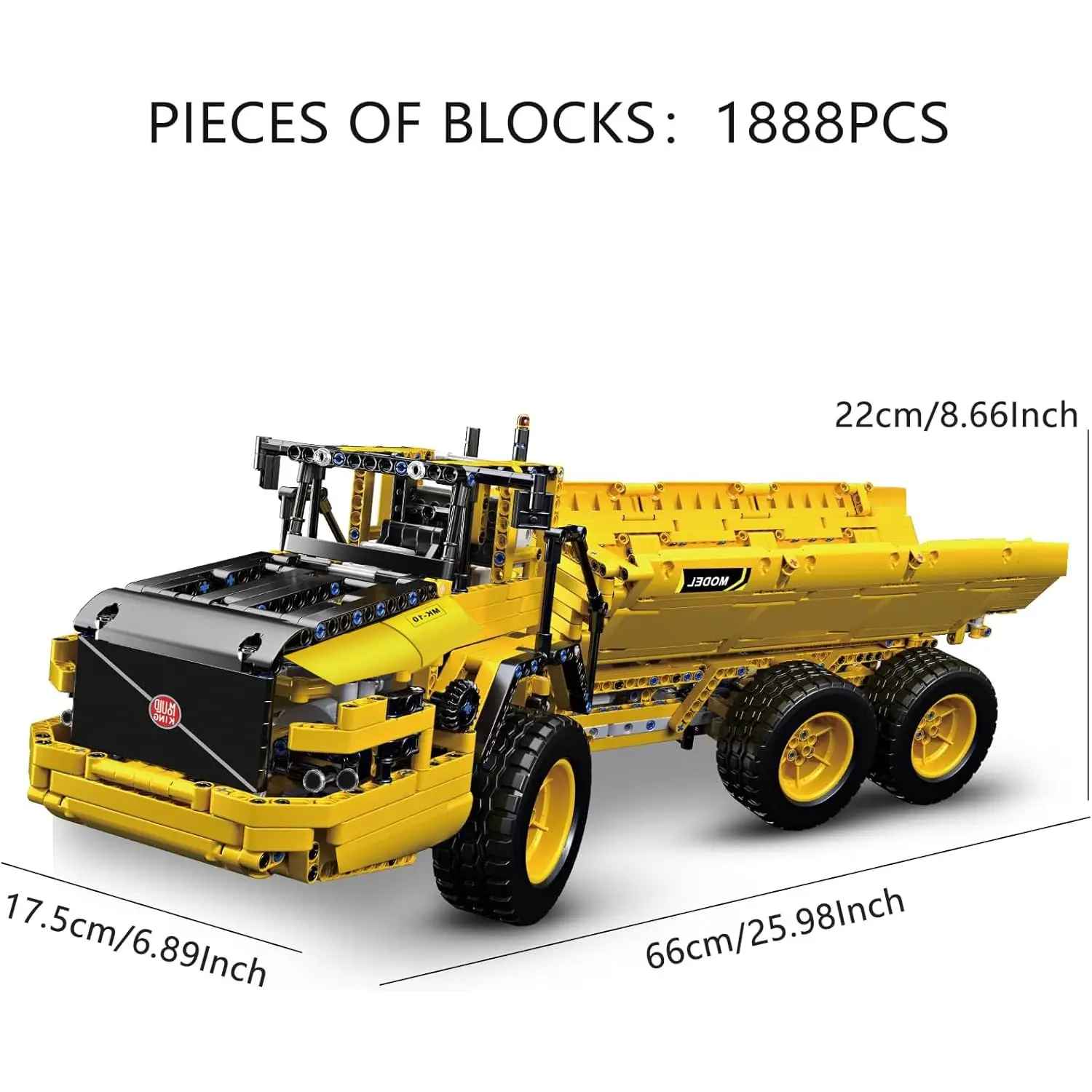 Mould King 17010 Kit de construcción de modelo de camión volquete RC, vehículo de ingeniería motorizado y controlado por aplicación, 1888 piezas para adultos y niños