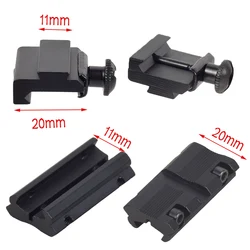 Low Profile Converter for Dovetail Weaver, Scope Anel Mount Adapter, Picatinny Rail, Caça Acessórios, 11 milímetros a 20 milímetros, 2 pcs