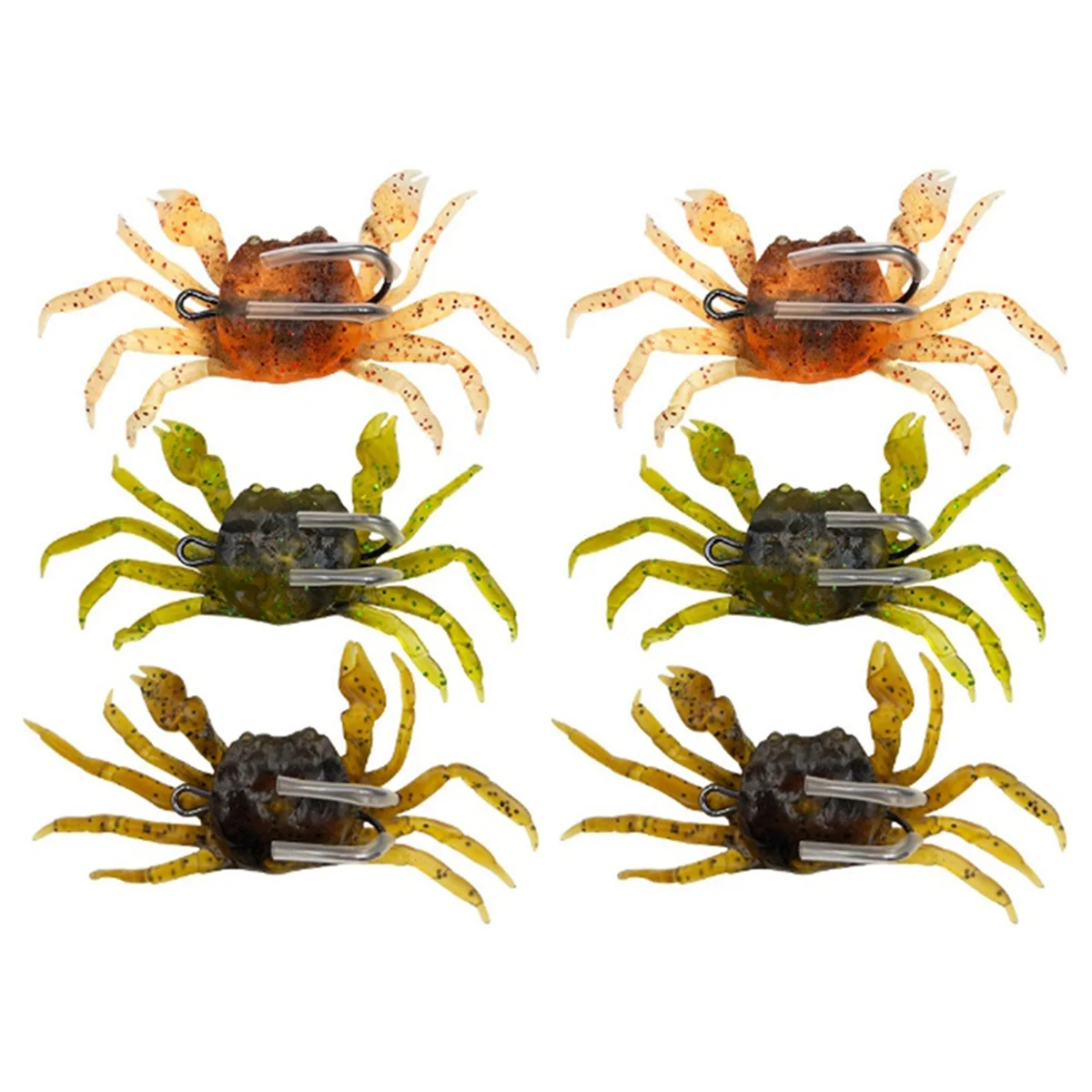 

6pcs Cranka Crab Lure Crab Bait 3D Simulated Crab Soft Lure with Double Hooks for Fishing Accessories Tools