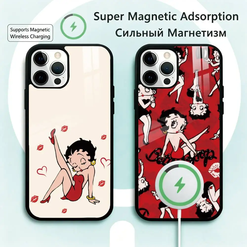 

B-Betty B-Boop Phone Case For iPhone17,16,15,14,13,12,11 Plus,Pro Magnetic Supports Magnetic Wireless Charging