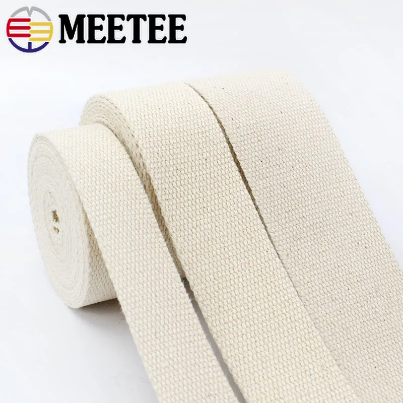 5M 1.5mm Thick Polyester Cotton Webbing Tapes 20-50mm Canvas Ribbon Band Bag Strap Belt Sewing Tape DIY Clothing Accessories