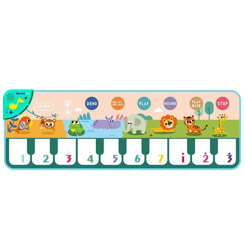 Tappetino per giochi musicali tappetino per pianoforte musicale per bambini tappetino da ballo per tastiera da pavimento per bambini con 8 suoni di animali tappetino per bambini studio giocattoli educativi