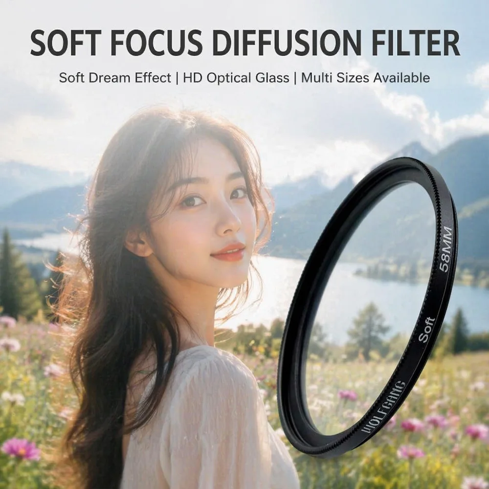 1/4 Soft Focus Diffusion Filter Dreamy White Mist Effect Camera Lens Filter for Wedding Photography 49mm-82mm Sizes