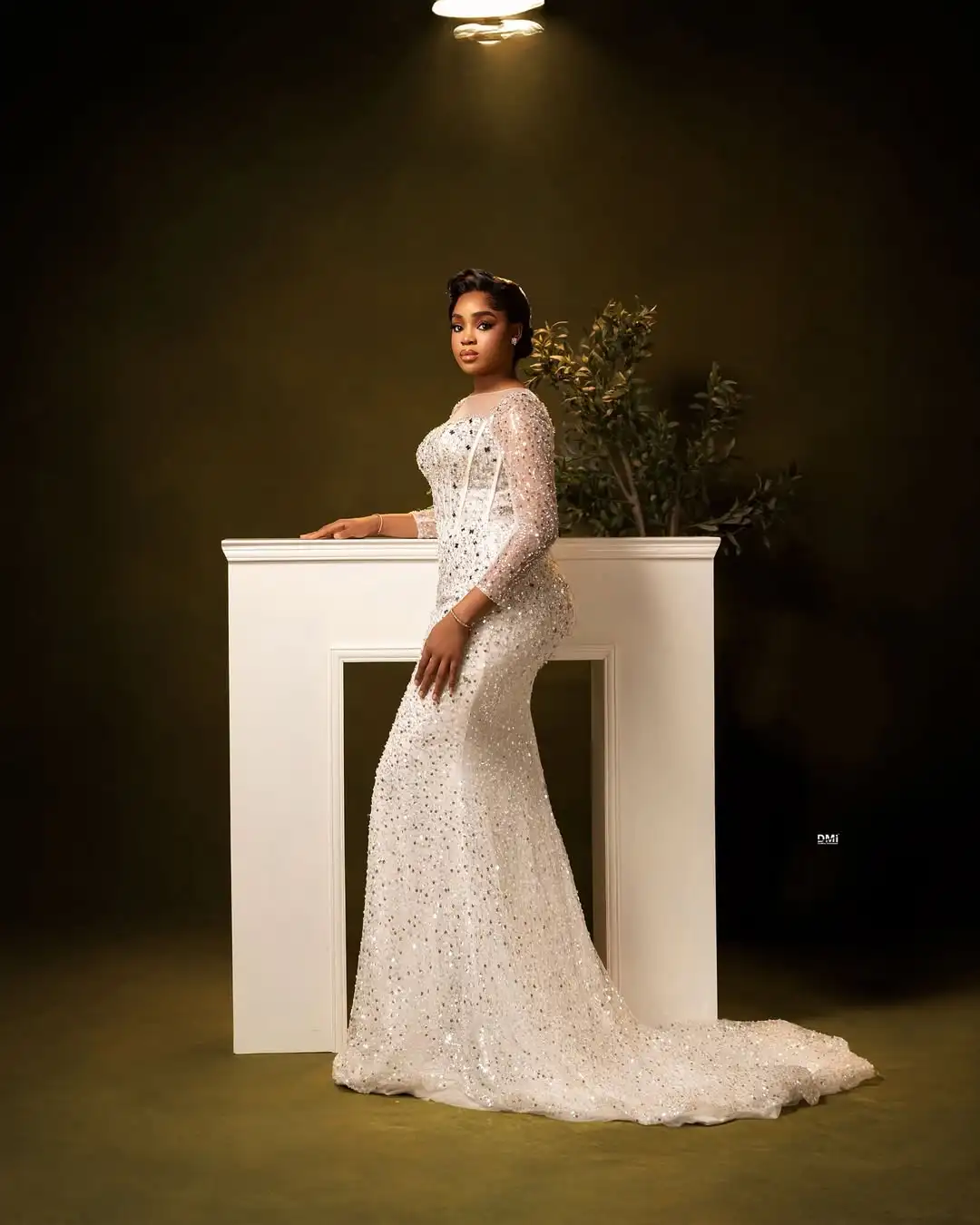 Robe d'anniversaire en dentelle perlée africaine, manches longues, cristaux, robe de réception de mariage, Aso Ebi, robes de bal blanches, robe formelle