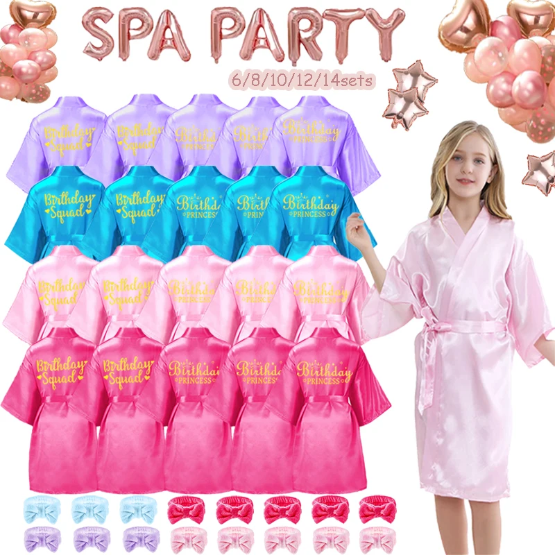 

6-14 шт., халат для спа-вечеринки для девочек, спа-халаты, детские платья для дня рождения, сувениры для сна, кимоно, халат, пижамная вечеринка