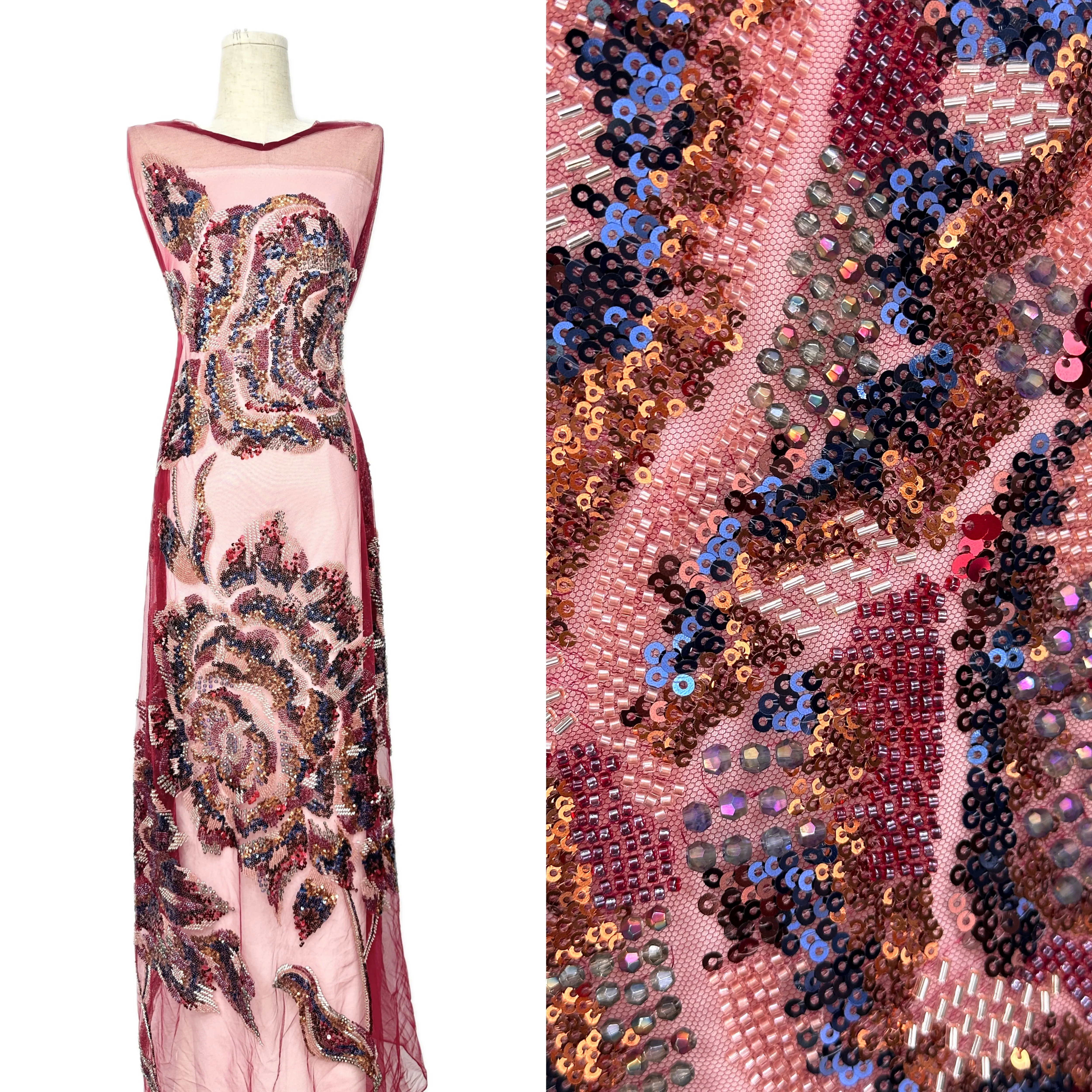 

1 Set = 2 Flowers,10 Sets = 20 Flowers，Luxury European French Style Bridal Lace Beaded Net Mesh Fabric Sequins for Party