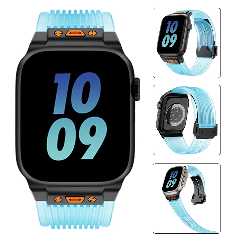 

Силиконовый спортивный ремешок для Apple Watch Ultra 2/1 49 мм серии 9 8 7 45 мм 44 мм Резиновая лента для браслета IWatch 6 5 4 3 Se 44 мм 42 мм