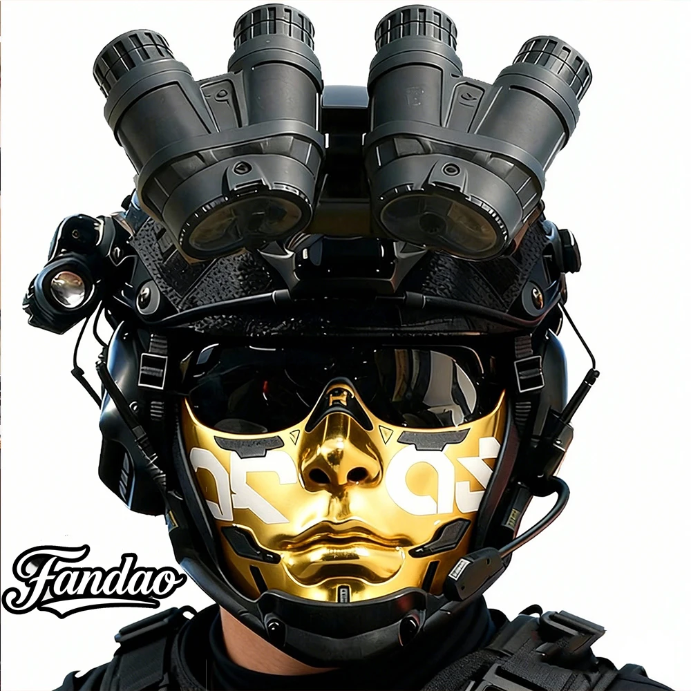

Cyberpunk tactical helmet kit featuring face face mask impact-resistant helmet communication headset Night vision device Model