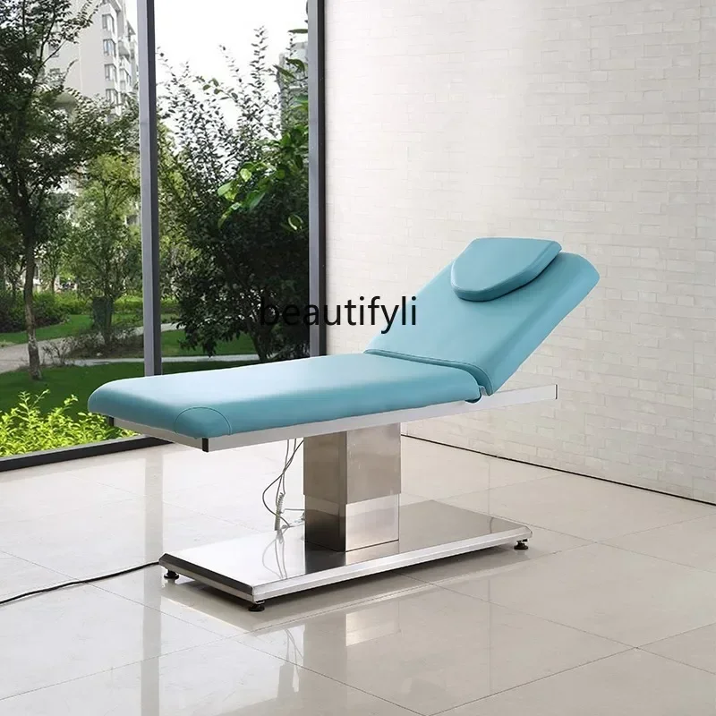 

smt14 New Arrivals Electric beauty massage massage bed beauty salon lift folding stainless steel tattoo treatment bed Y17 S 14