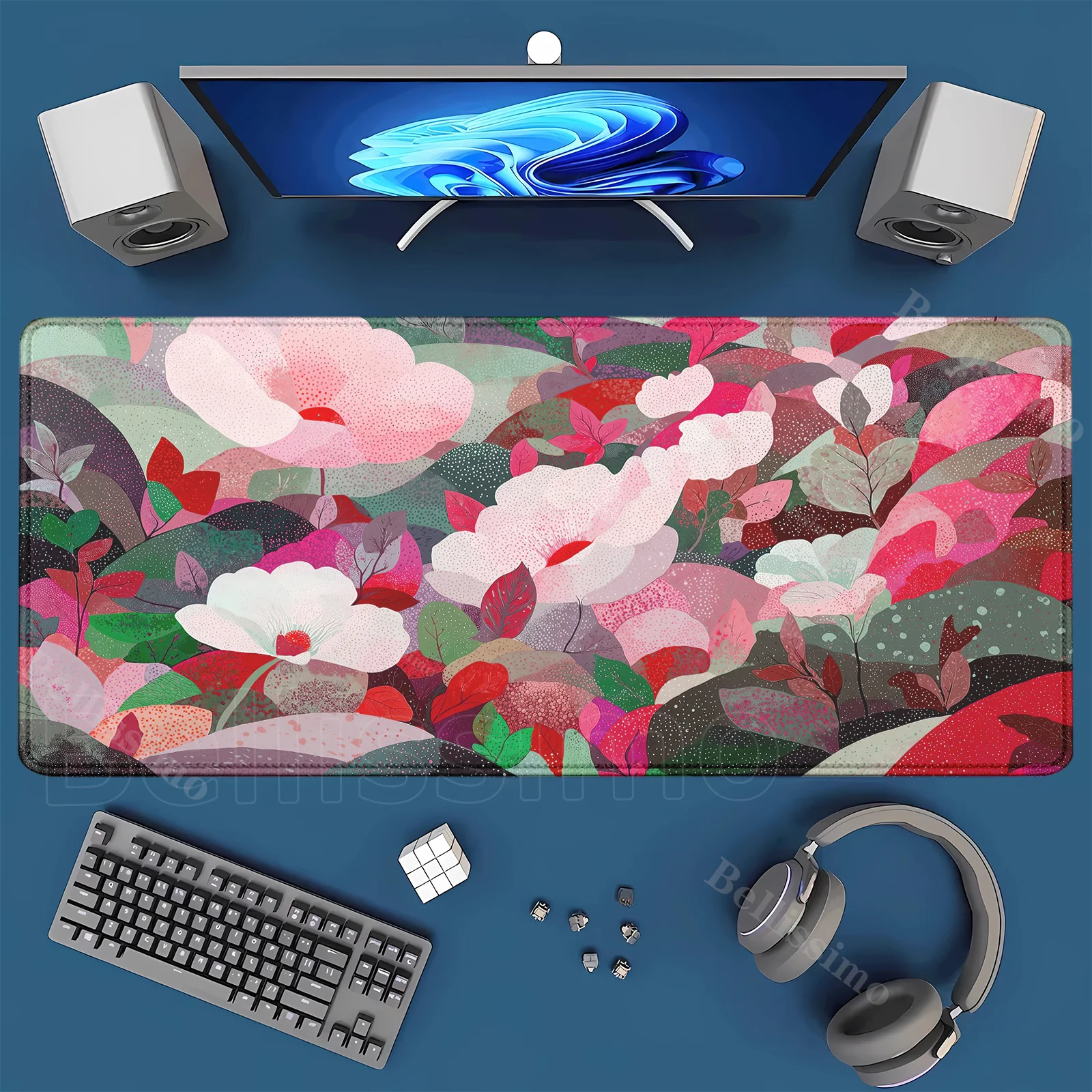 

Green Vintage Flower Mouse Pad Aesthetic Large E-sport Desk Mat Keyboard Pad Natural Rubber Non-Slip Office Accessories Mousepad