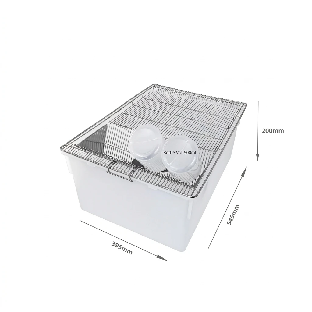Laboratory Mouse Cage,  Lab Rat Breeding Cage with Stainless Steel Mesh Lid, Autoclavable Stackable Rodent Housing